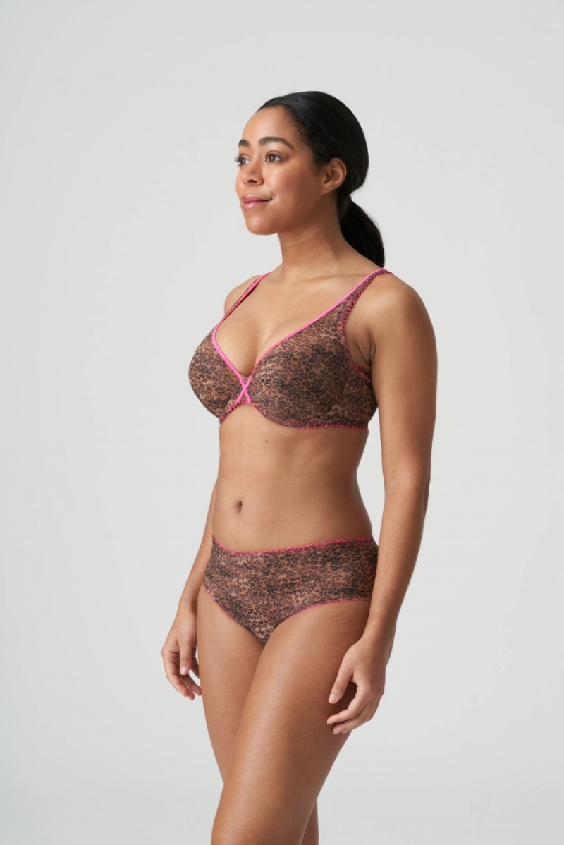 Prima Donna Twist Cafe Plume Bras Leopard / Pink | JIB613849